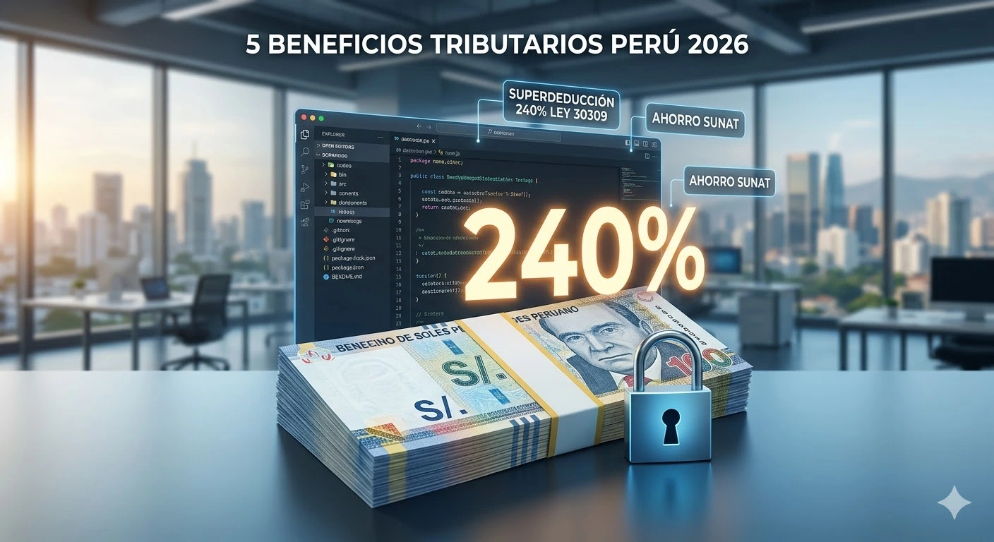 5 Beneficios tributarios en Perú por invertir en Desarrollo de Software (Ley 30309 – Actualizado 2026)